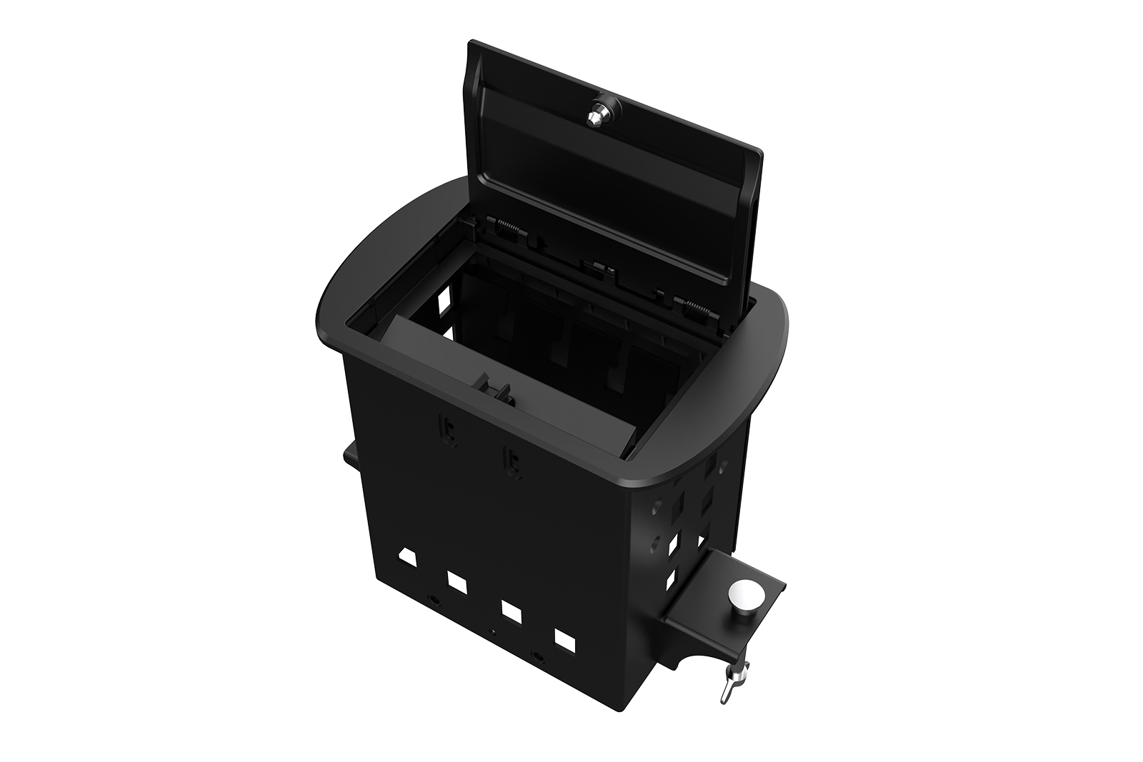 Прямоугольный металлический корпус Wize Pro [WRTS-M-4CBOX-B] серия M, для модульной системы врезного лючка в стол с убирающейся крышкой для установки до 4 модулей-вставок серии М, черный